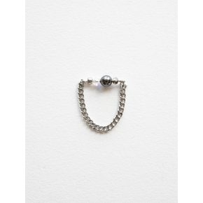 Black pearl and crystal chain ring