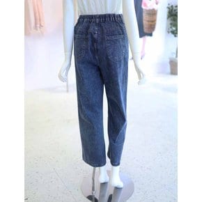 [여주점] 여성 백 밴딩 세미와이드 데님 팬츠 청바지 YJ6ML734