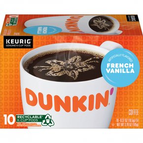 던킨 프렌치 바닐라 맛 커피 K-Cup 포드, 10개(포장은 다를 수 있음) 식품 음료 티 차 원두 캡슐