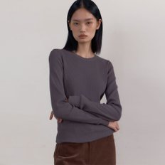 Waffle Slim Long Sleeve T-Shirts (Charcoal)