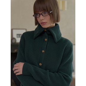 WINDPROOF SPREAD COLLAR CARDIGAN_Forest Green