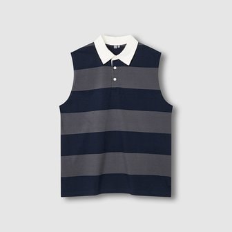 JAJU [공용] 스트라이프 카라 민소매 티셔츠 [M~L] J116201061056