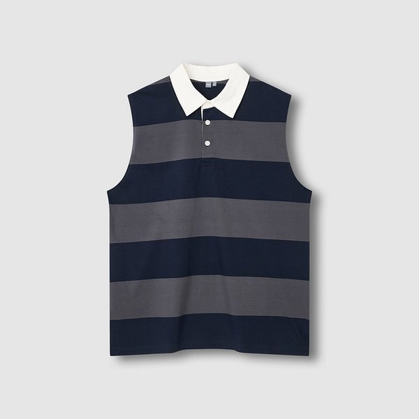 [공용] 스트라이프 카라 민소매 티셔츠 [M~L] J116201061056