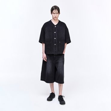 송지오 지제로 베이스볼 데님 하프 셔츠 블랙 SH3SH823BK
