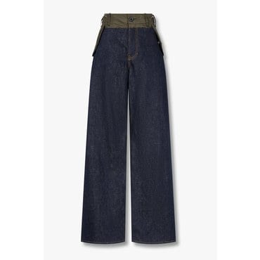 SACAI [사카이] 여성 배색 패치 와이드 데님 팬츠  6415310101