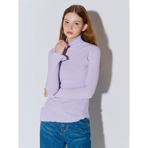 High neck Slit Ribbed Jersey Top Lavender