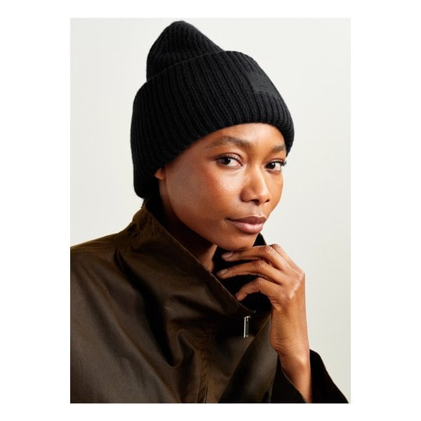 아플리케 골지 울 야크 헤어 혼방 비니 블랙 46376663162899041