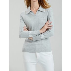 Lace Wool Knit Top (Grey)