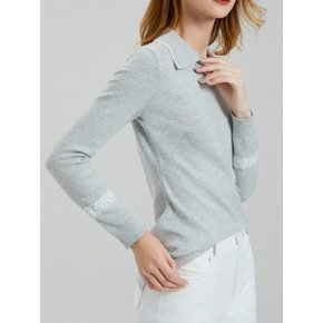 Lace Wool Knit Top (Grey)
