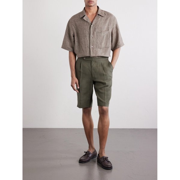 드 페트릴로 스트레이트 레그 플리츠 리넨 쇼츠 46376663163094011