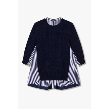 SACAI [사카이] CLASSICS  여성 울 니트 믹스 포플린 풀오버 6415330103