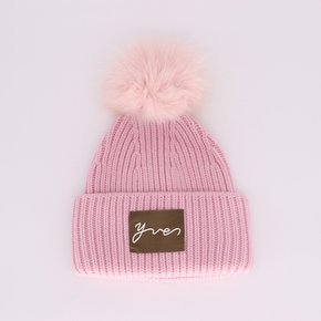 니트 폼폼 여성 비니 9WAA047XXMARD 핑크 Yves Salomon Knit Pom Pom Beanie