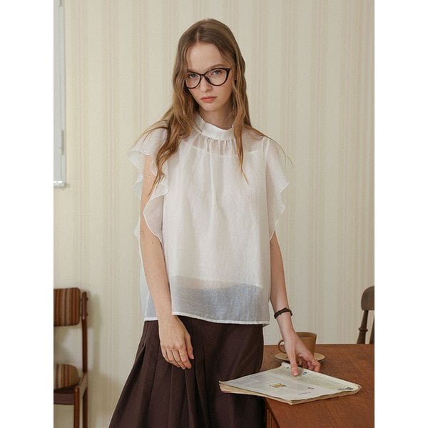 DD_Sheer high neck blouse_WHITE
