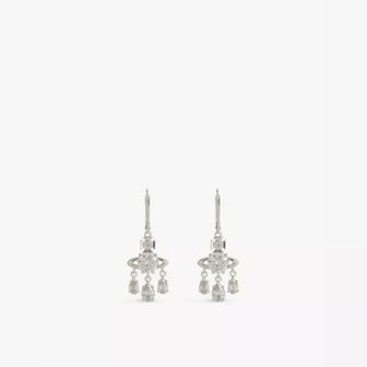 이스퀘어 5487363 VIVIENNE WESTWOOD JEWELLERY Joaquina pear-shaped drops brass earrings