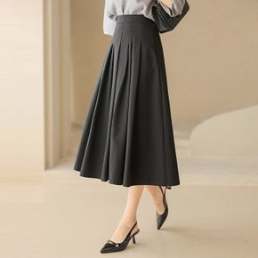 클로비 바스락 백밴딩 플리츠 A라인 롱 스커트