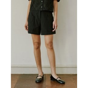 24 summer Roll-up half banding short pant_Black