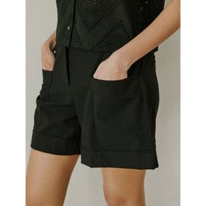 24 summer Roll-up half banding short pant_Black