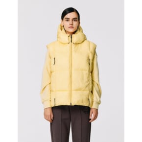 HOODED PUFFER PADDING VEST-LIGHT YELLOW