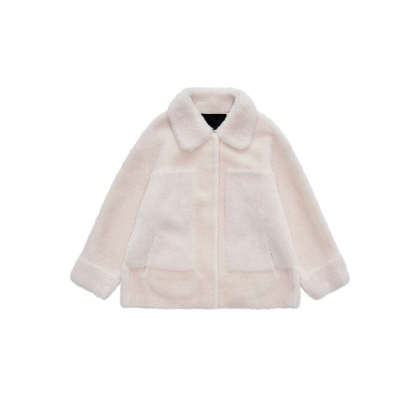 리얼 양털 시어링 자켓 [아이보리]