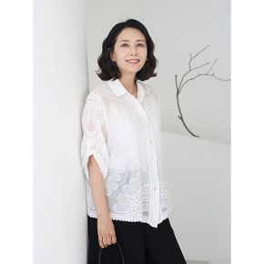 J31818 해바라기 자수 아사면 셔츠 60대 엄마옷_P426401075