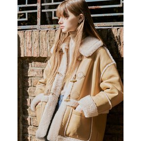 Wide collar duffle half jacket