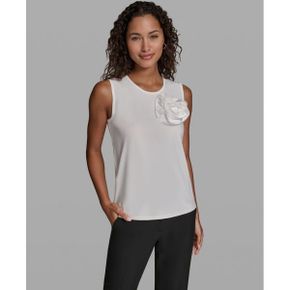 칼라거펠트 우먼 플로랄 디테일 Sleeveless Blouse - 소프트 화이트 26540323 1390373