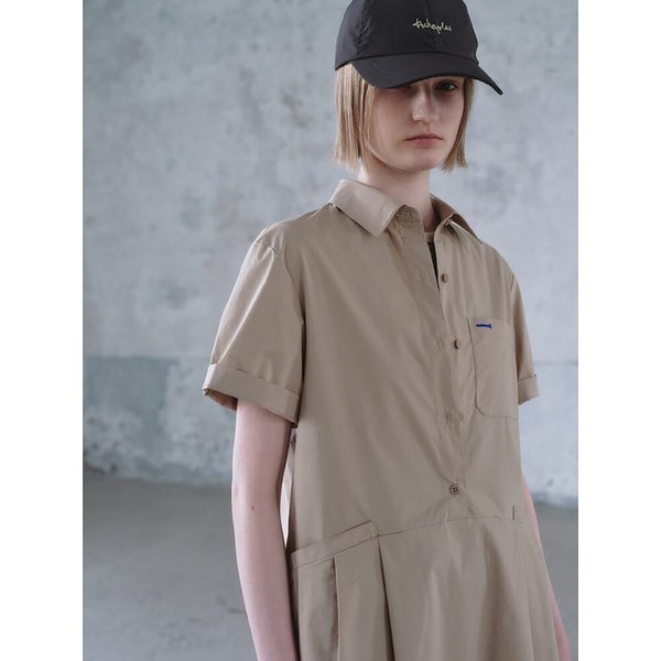 Side Pleats Shirt Dress  Beige (KE6371M07A)