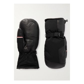 몽클레르 몽클레어 로고 아플리케 가죽 트리밍 스키 미튼 블랙 1647597323538868