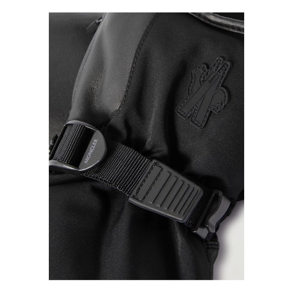 몽클레어 로고 아플리케 가죽 트리밍 스키 미튼 블랙 1647597323538868