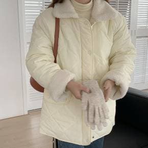 여성 가을 데일리 양털 패딩 점퍼 자켓오베드 카라