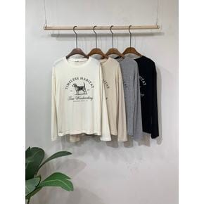 (FREE)비두 강아지 프린팅 레터링 긴팔 티셔츠 4color