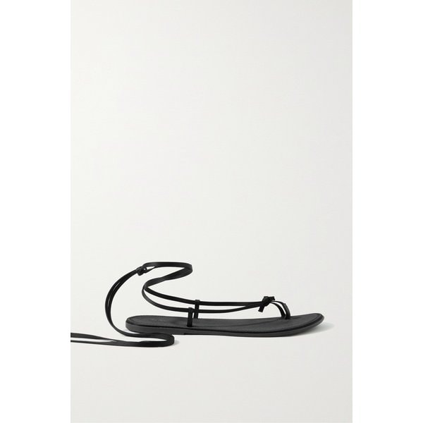 레이스 업 노티드 새틴 샌들 블랙 1647597305393474