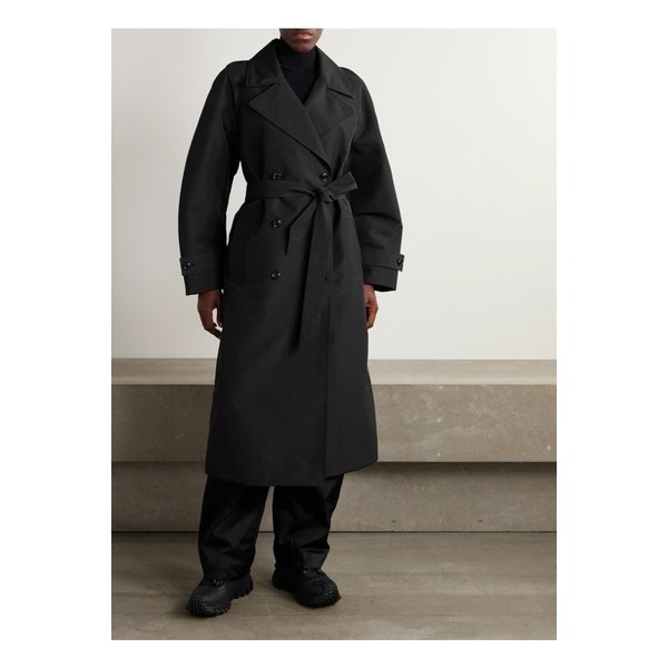 몽클레어 에드워드 에닌풀 제이크 벨트 더블 브레스트 셸 트렌치 코트 블랙 46376663162953280