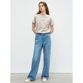 SEMI-WIDE DENIM PANTS - BLUE