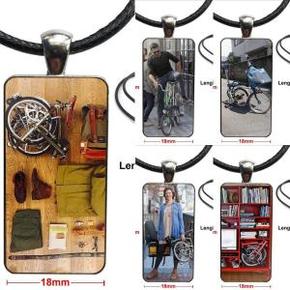 여자 brompton 접히는 자전거 선물 유행 유리 cabochon 펜던트 목걸이 강철 도금 된 계산서 보석