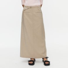 Belted Maxi Skirt_LIGHT BEIGE