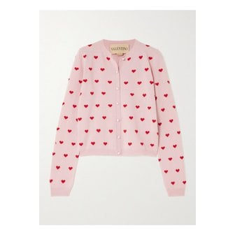 발렌티노 인타르시아 울 가디건 핑크 46376663162855382