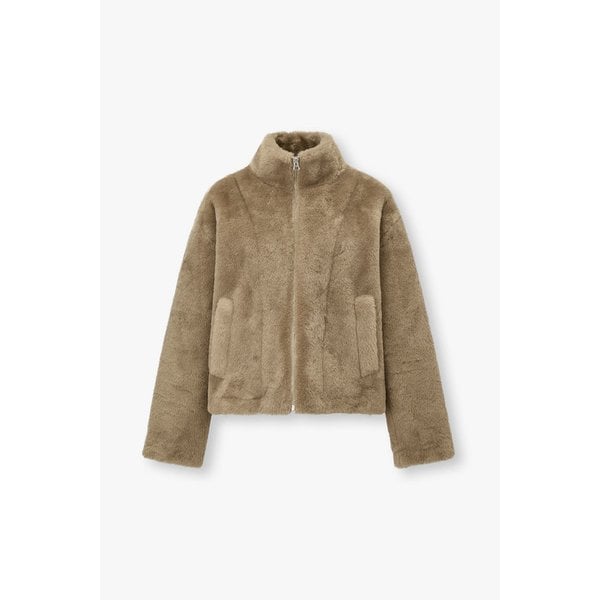 하이넥 신세틱 퍼 크롭 집업 자켓 7125475506103