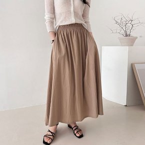 바스락 플레어 A라인 롱 스커트 여름 시원한 밴딩 여성 여자 하원룩