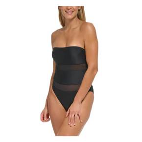 5033720 DKNY Womens Solid Mesh Insert One-Piece Swimsuit