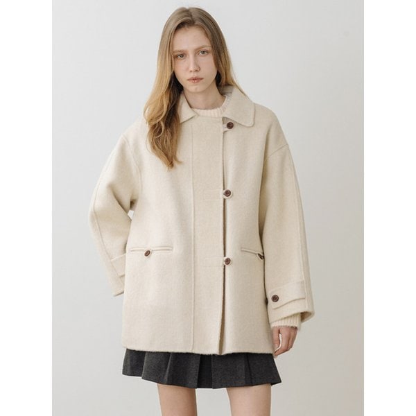 울 100 핸드메이트 하프코트 CREAM BEIGE