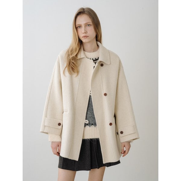 울 100 핸드메이트 하프코트 CREAM BEIGE