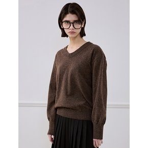 Wool Blended Vneck Knit [Brown]