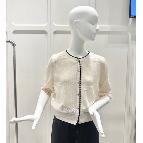 ZOOC (25년 여름)  레터링 자카드 포인트 가디건 Z252KSL018