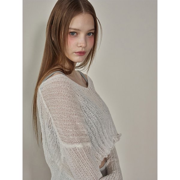 마쉬 니트 시스루 루즈핏 커버업 - 2 Colors