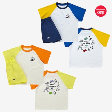 뉴발란스키즈 SUMMER PLAYTIME_멀티컬러 라글란 반팔 세트 (NK9YF2202U)