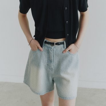노이어 포우먼 데미지 스트라이프 데님 쇼트 팬츠 2color NW23SDN11