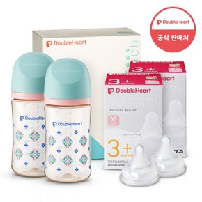 모유실감 3세대 PPSU 젖병 트윈팩 240ml 단청 +3세대 젖꼭지2입x2개 (M)