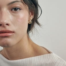 [925 silver] Deux.silver.203 / epais cote earring (gold) (21173)