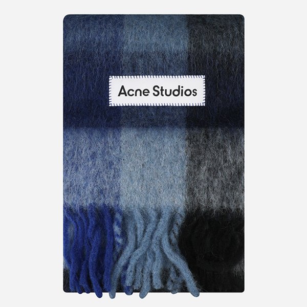 [시흥점] [아크네]5F CA0084 DUB 멀티 체크 머플러 다크 네이비 블랙 블루